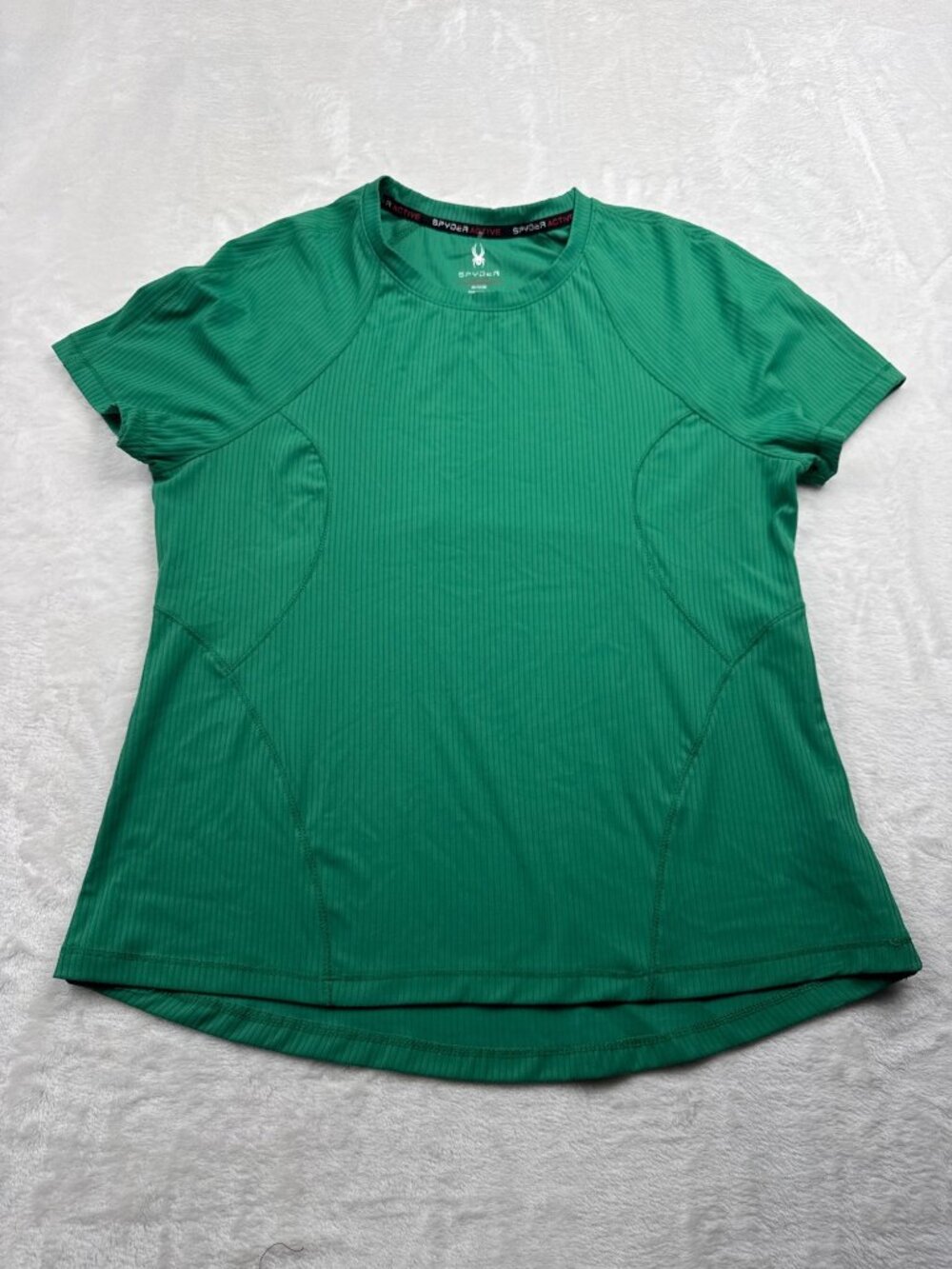 Spyder Womens Active Green Short-Sleeve Performance Shirt M Polyester Spandex